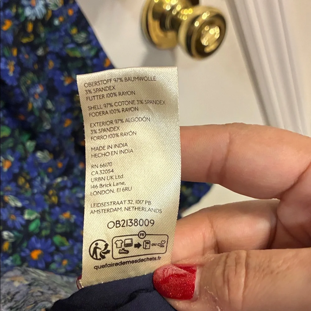 Free People Blue Floral Cotton Midi Dress Sz XS